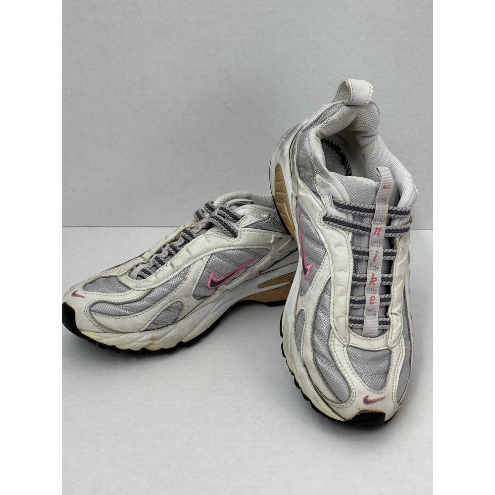 Vintage Nike Y2K Silver Pink Mesh Chunky Running Sneakers Shoes Women Size 8.5